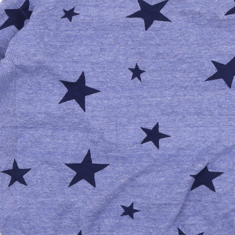 Marks and Spencer Womens Blue Boat Neck  Cotton Pullover Jumper Size S   - Stars