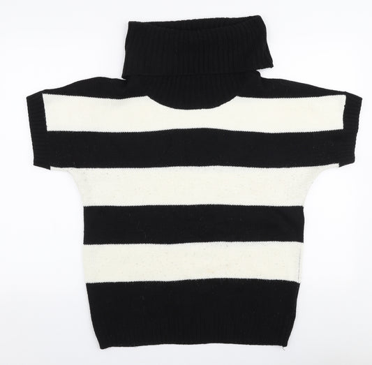 Front view of ESMARA women’s multicoloured roll neck striped polyacrylate fibre jumper, size M