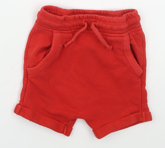 George Boys Red  Cotton Sweat Shorts Size 2-3 Years  Regular Drawstring