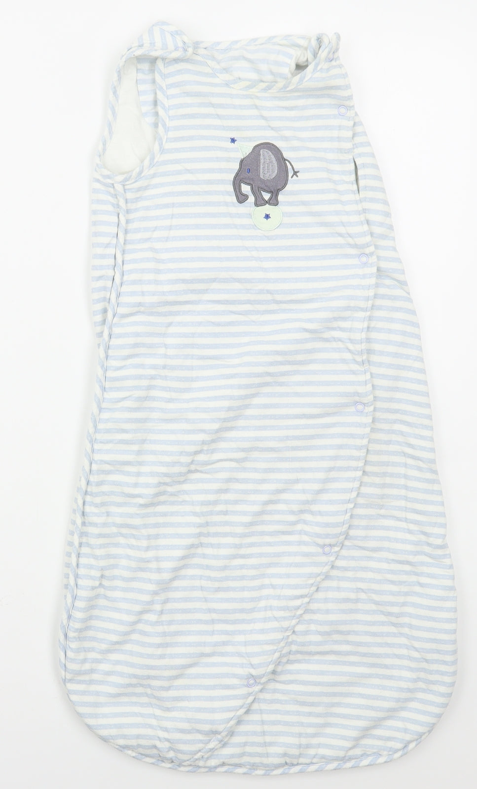 Matalan Baby Blue Striped Cotton Cami One Piece Size 12-18 Months  Button - Elephants