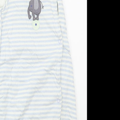 Matalan Baby Blue Striped Cotton Cami One Piece Size 12-18 Months  Button - Elephants