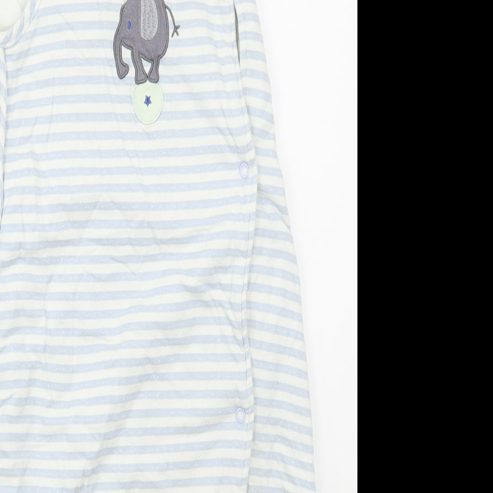 Matalan Baby Blue Striped Cotton Cami One Piece Size 12-18 Months  Button - Elephants