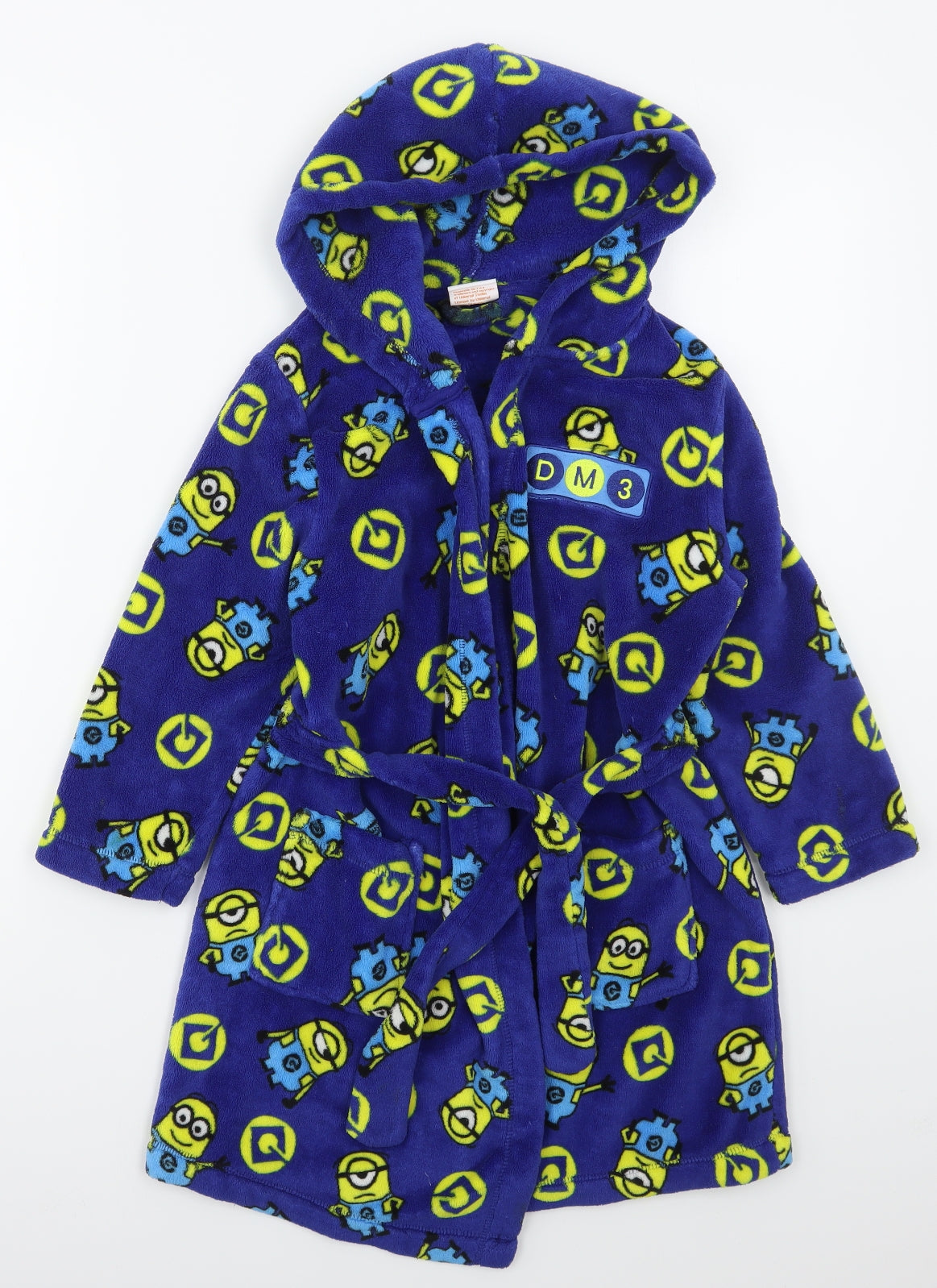George Boys Blue Solid Polyester  Robe Size 6-7 Years  Tie - Despicable Me Minons