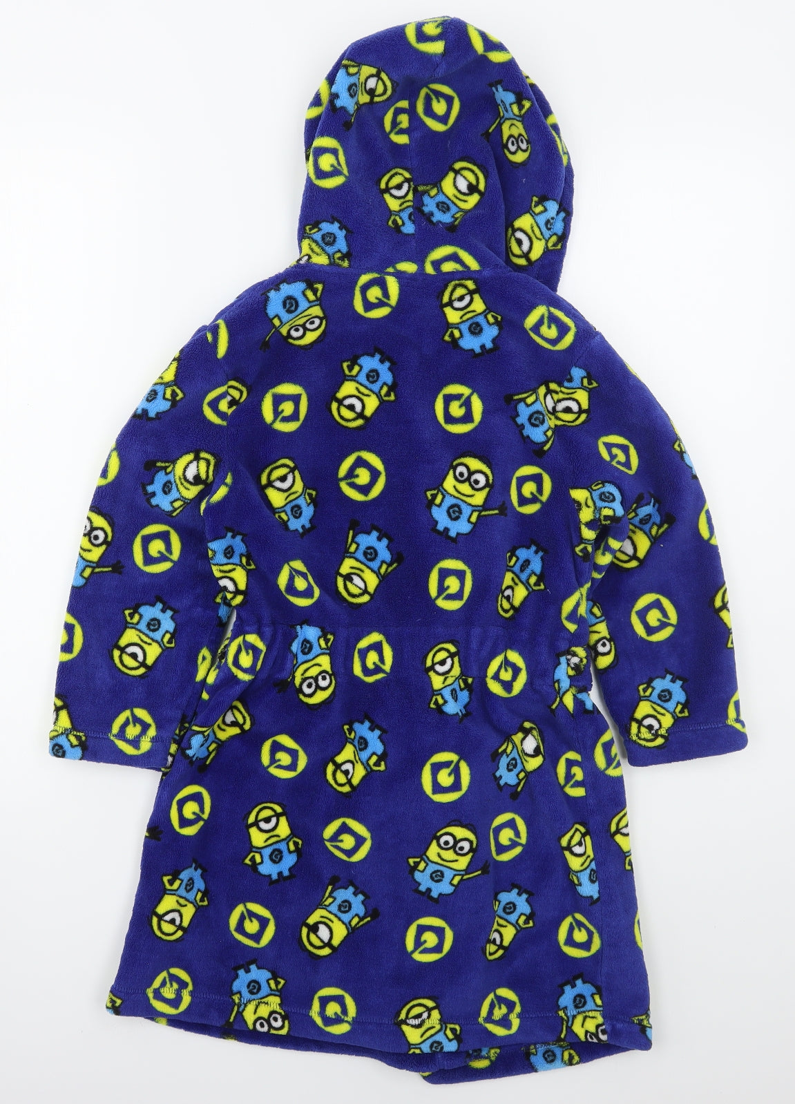 George Boys Blue Solid Polyester  Robe Size 6-7 Years  Tie - Despicable Me Minons