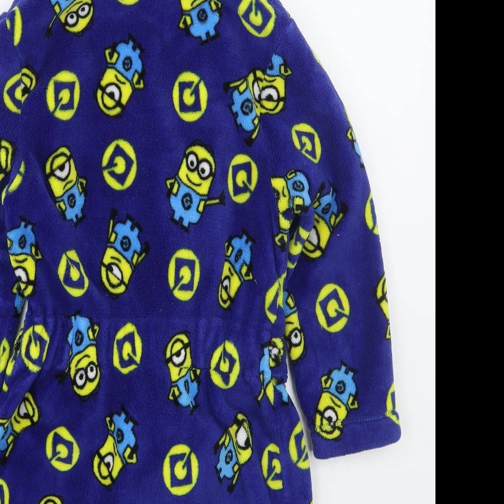George Boys Blue Solid Polyester  Robe Size 6-7 Years  Tie - Despicable Me Minons