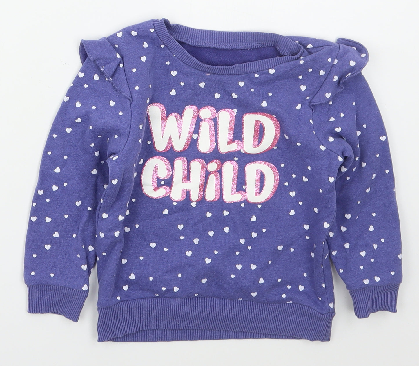 Dunnes Girls Blue  Cotton Basic T-Shirt Size 18-24 Months Crew Neck Pullover - Wild Child