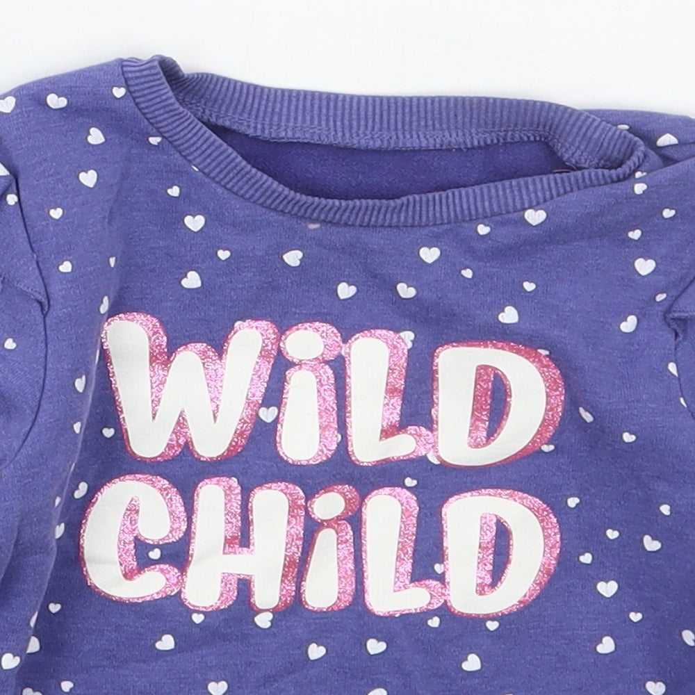 Dunnes Girls Blue  Cotton Basic T-Shirt Size 18-24 Months Crew Neck Pullover - Wild Child