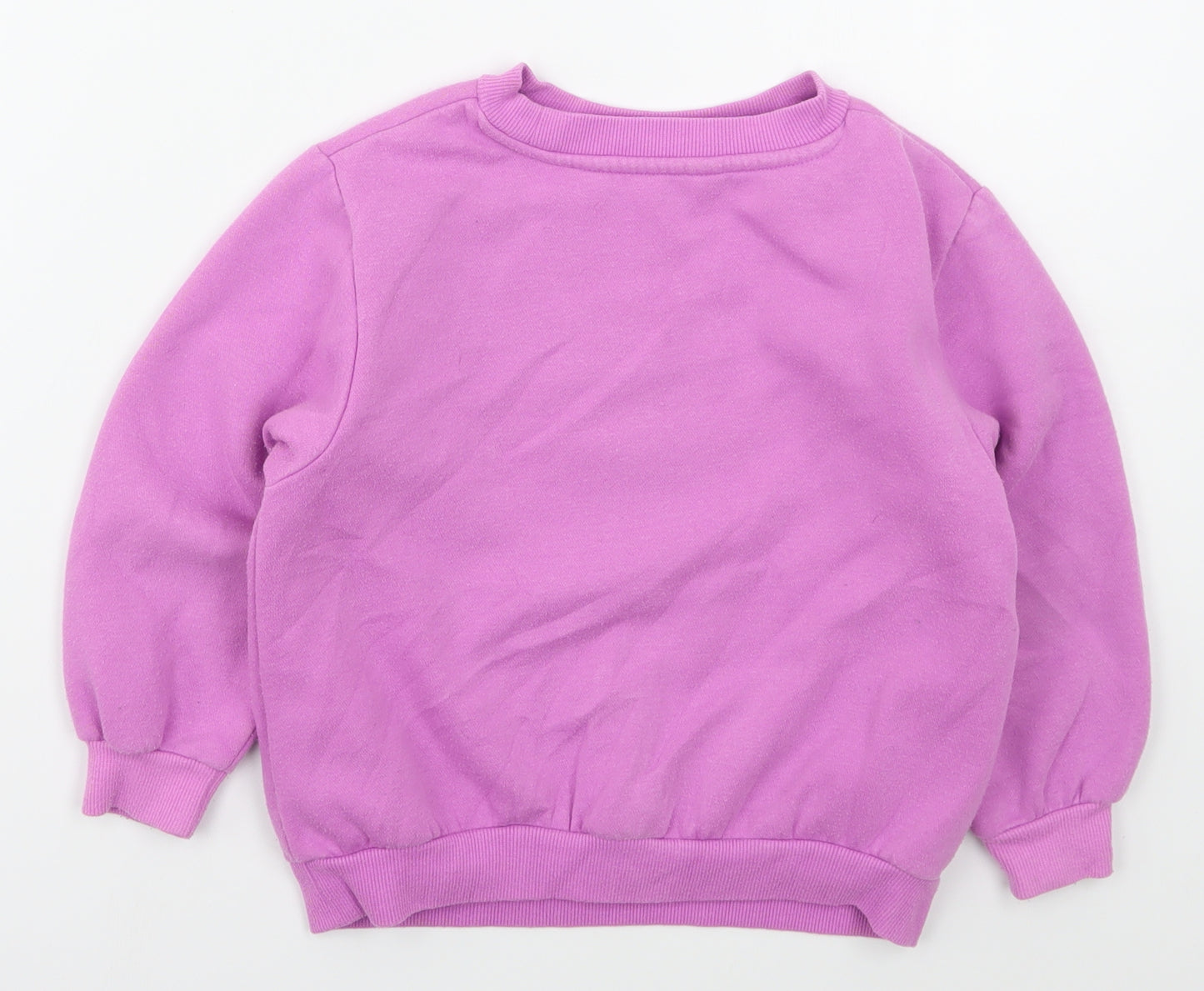 H&M Girls Pink  Cotton Pullover Sweatshirt Size 4-5 Years  Pullover - Black Cat