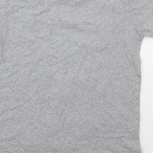 Preworn Boys Grey  Cotton Basic T-Shirt Size 7-8 Years Crew Neck Pullover - Dabasaur
