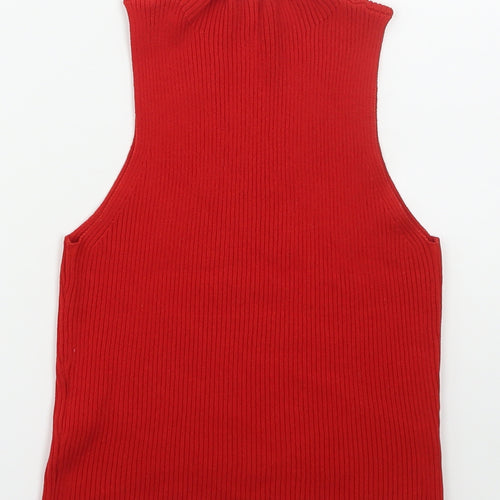 SheIn Girls Red Mock Neck  Acrylic Vest Jumper Size 12 Years  Pullover - Cut Out