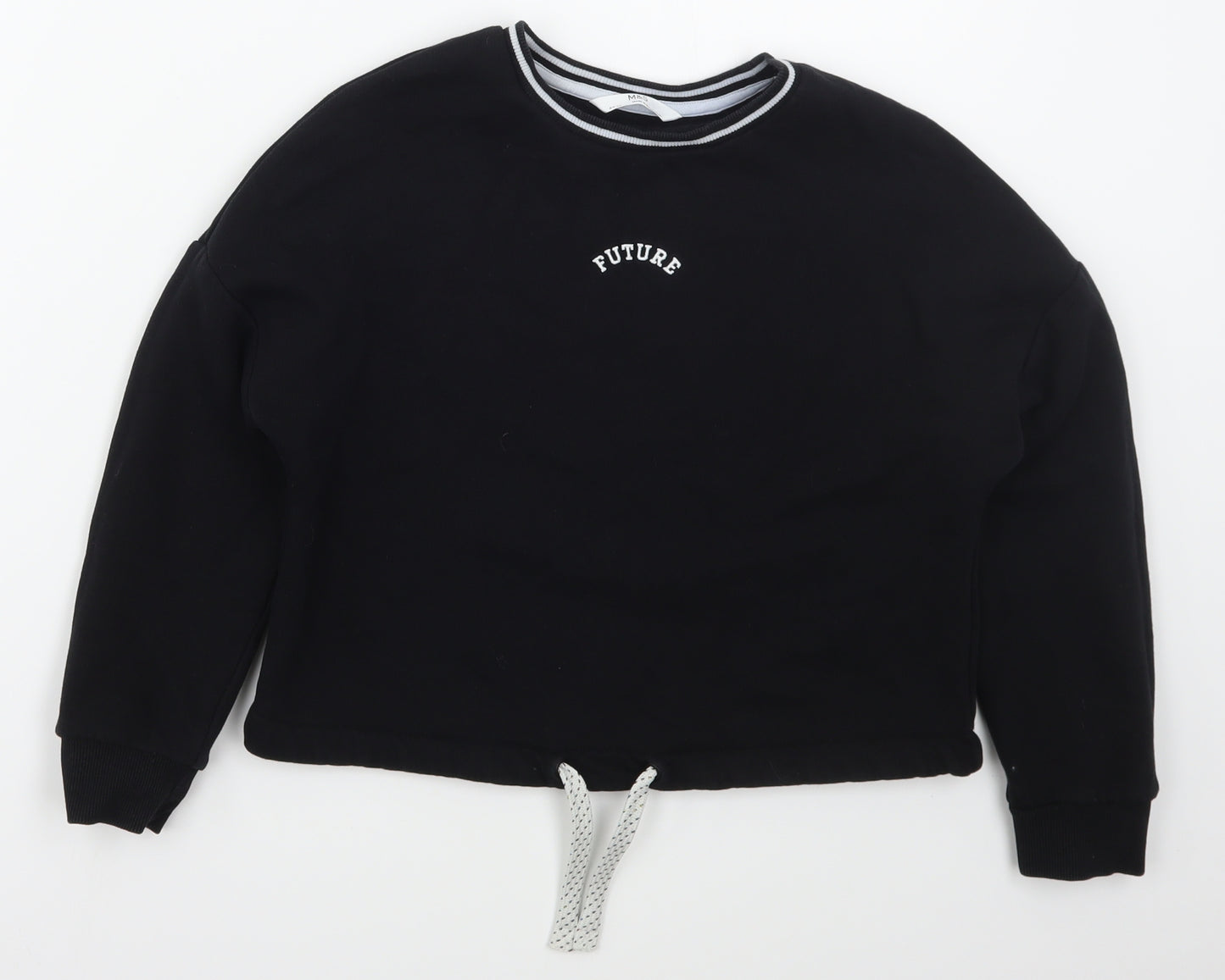 Marks and Spencer Girls Black  Cotton Pullover Sweatshirt Size 8-9 Years  Pullover - Future