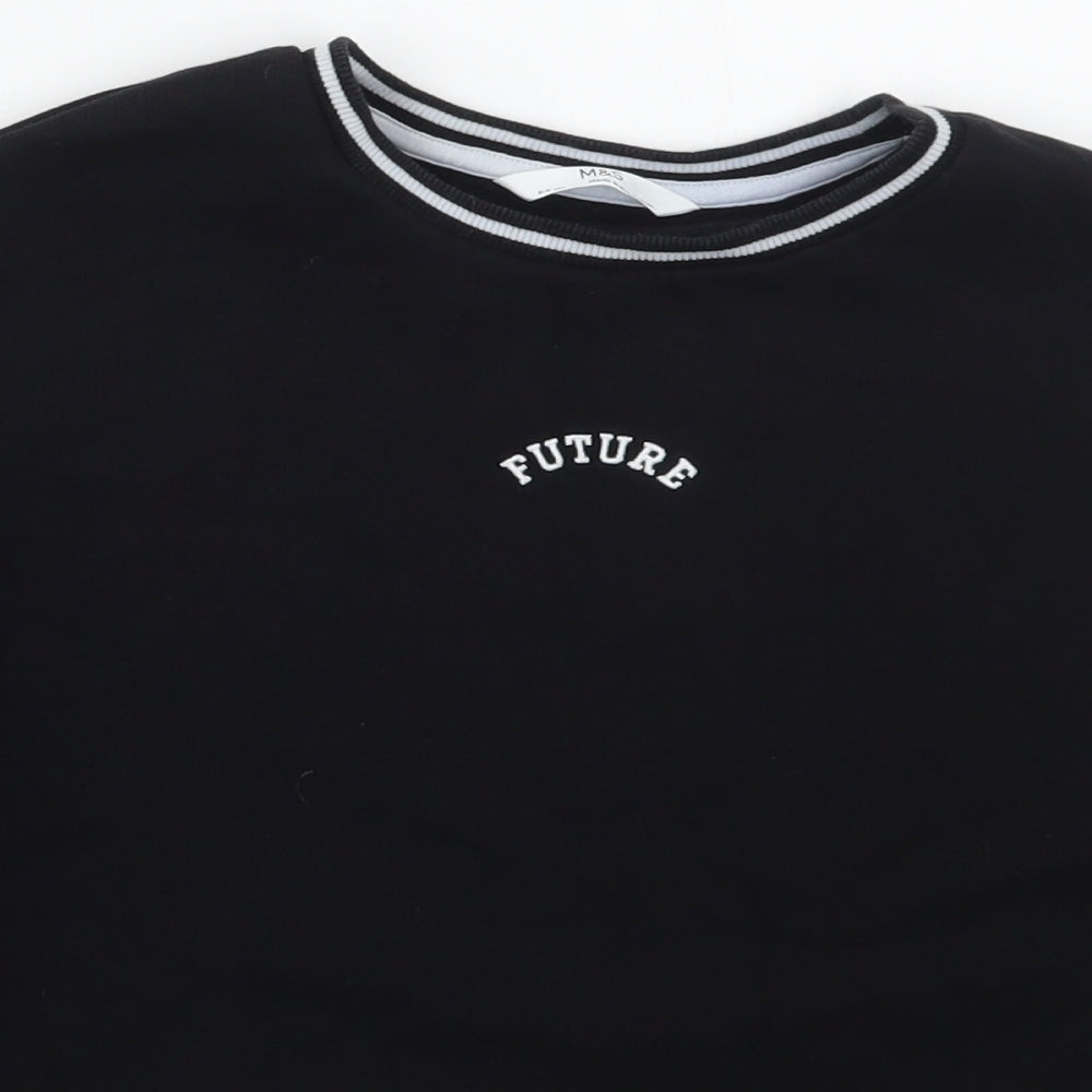 Marks and Spencer Girls Black  Cotton Pullover Sweatshirt Size 8-9 Years  Pullover - Future
