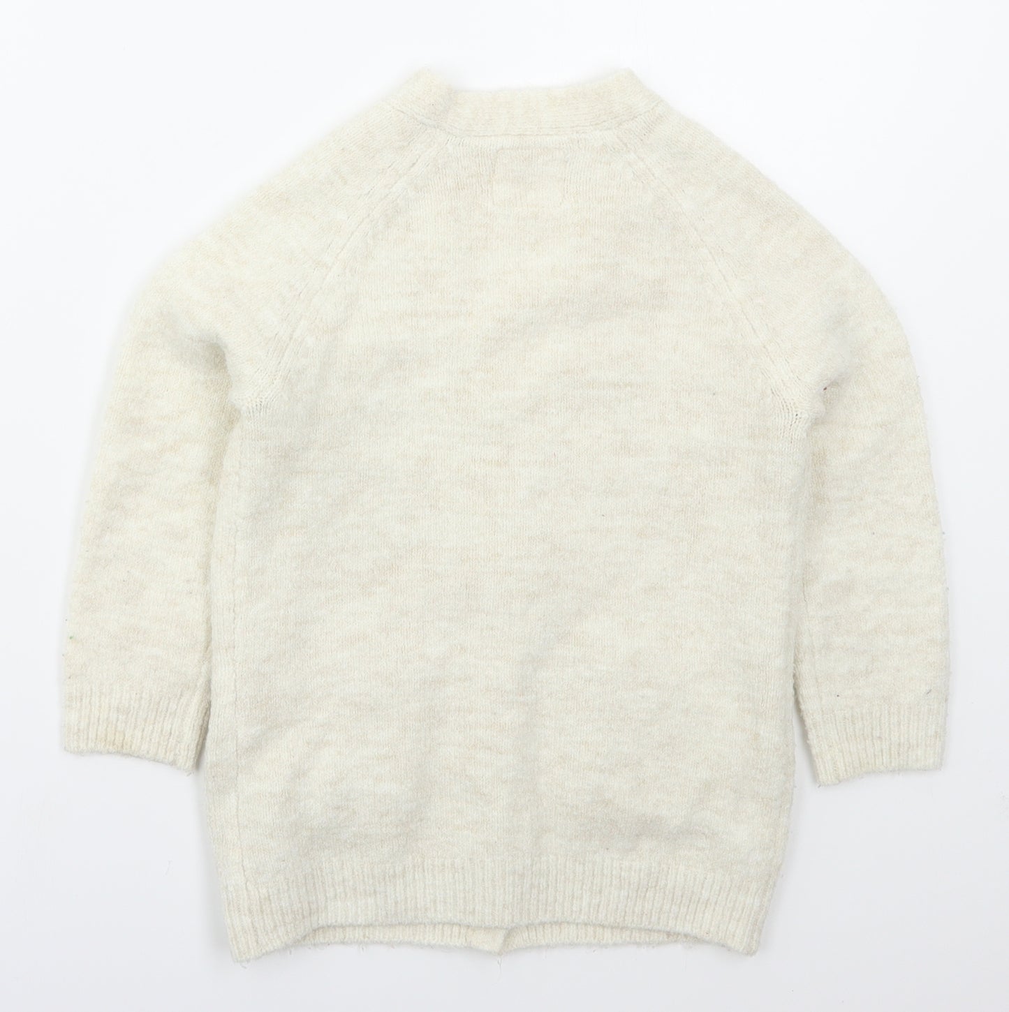 F&F Girls Beige V-Neck  Acrylic Cardigan Jumper Size 3-4 Years  Button