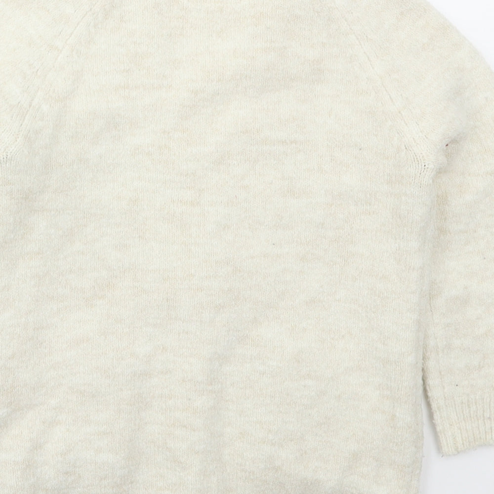 F&F Girls Beige V-Neck  Acrylic Cardigan Jumper Size 3-4 Years  Button