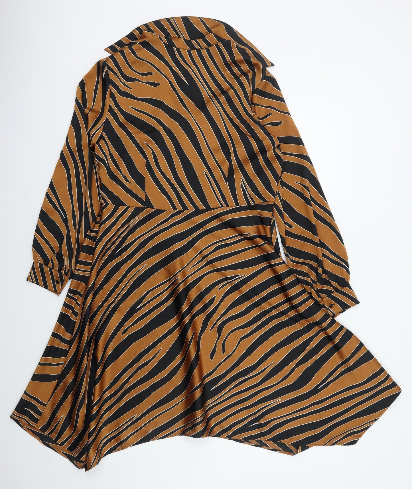 NEXT Womens Brown Animal Print Polyester Skater Dress  Size 14  Collared Pullover