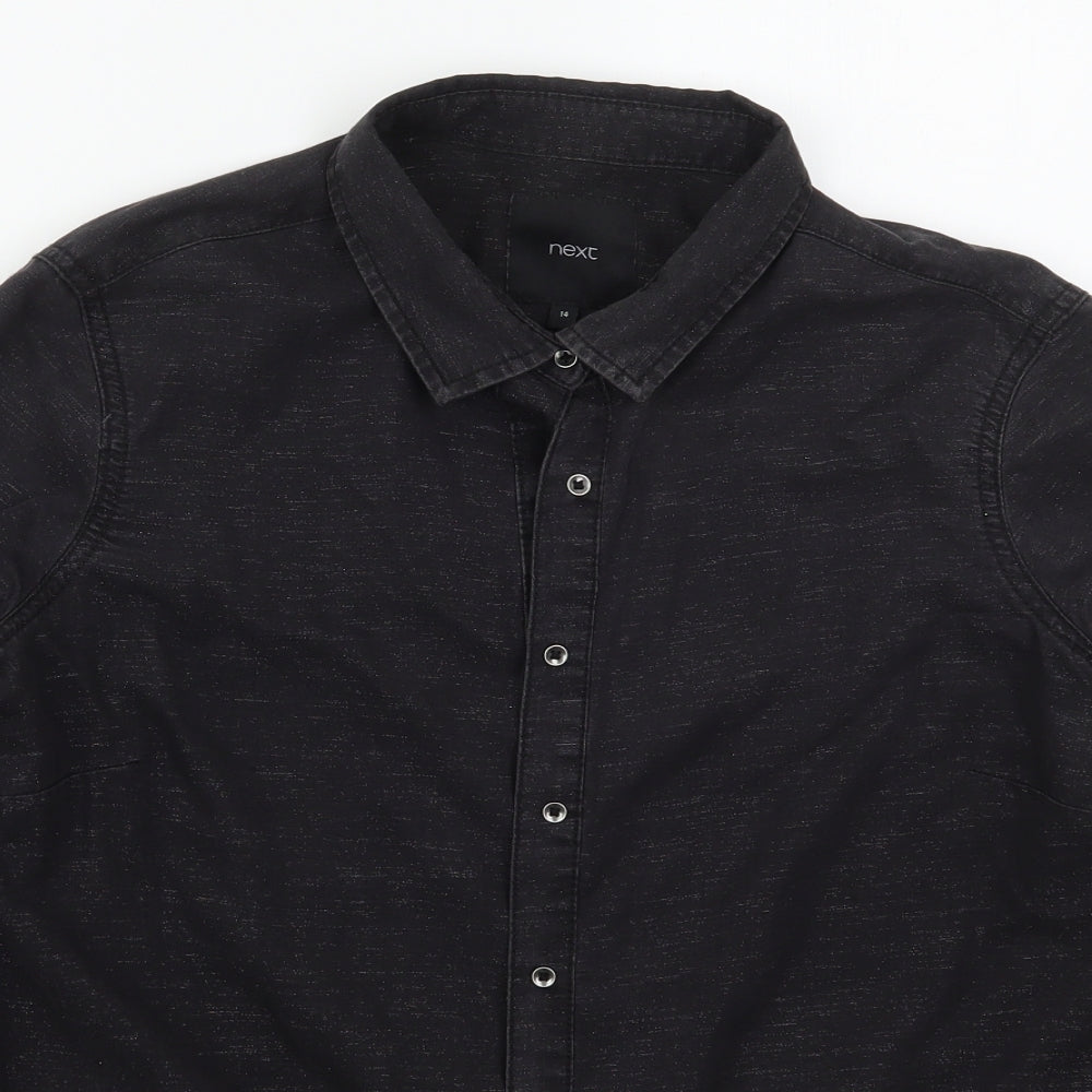 NEXT Womens Grey  Polyester Basic Button-Up Size 14 Collared