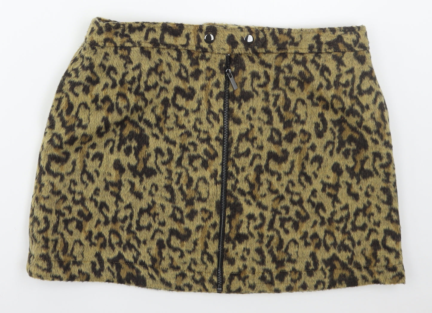 NEXT Womens Beige Animal Print Polyester Mini Skirt Size 14   Zip