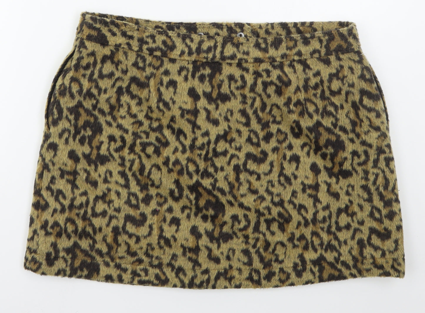 NEXT Womens Beige Animal Print Polyester Mini Skirt Size 14   Zip