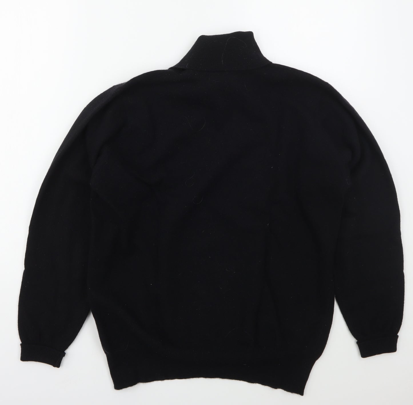 White of Tharwick Womens Black Roll Neck  Wool Pullover Jumper Size L