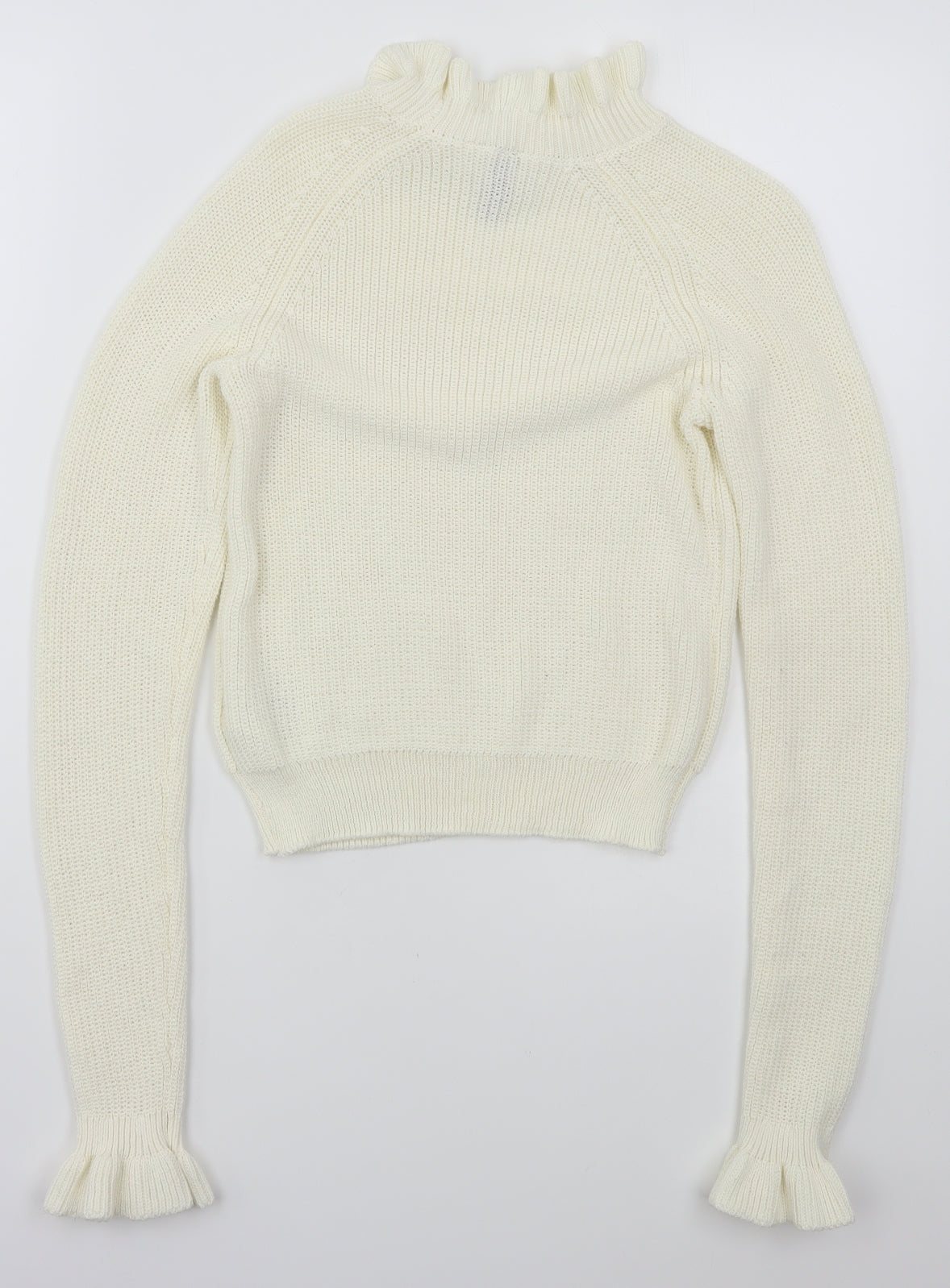 H&M Womens Ivory Mock Neck  Cotton Pullover Jumper Size XS