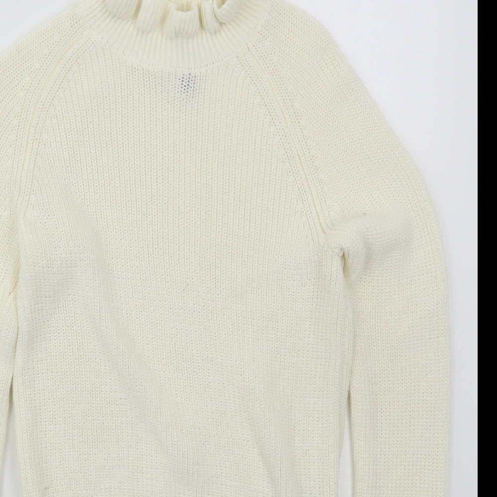 H&M Womens Ivory Mock Neck  Cotton Pullover Jumper Size XS