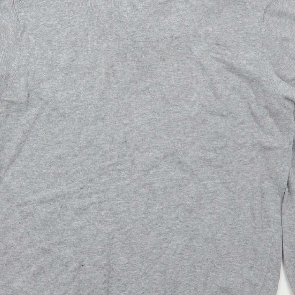 George Mens Grey Collared  Cotton Pullover Jumper Size M
