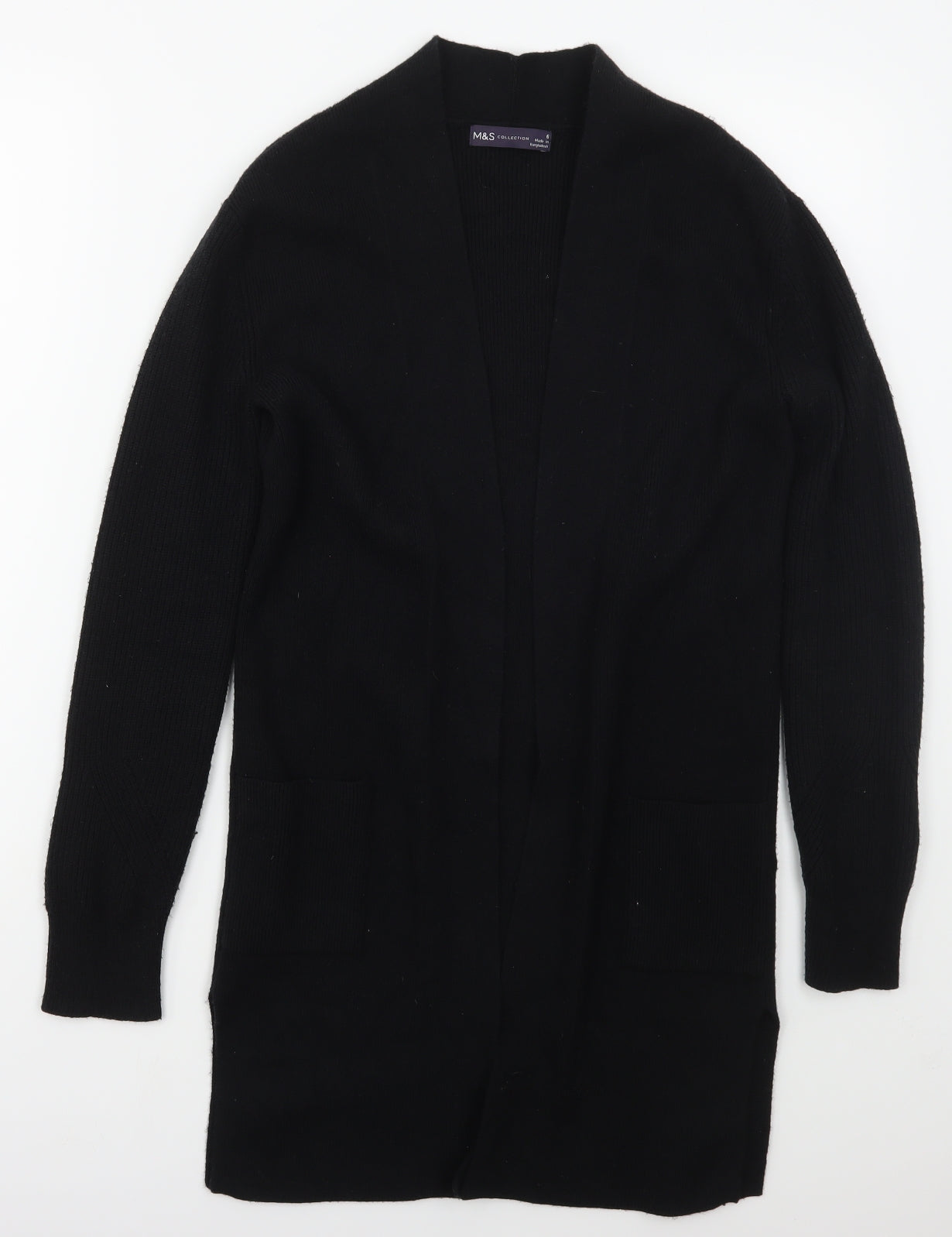Marks and Spencer Womens Black V-Neck  Viscose Cardigan Jumper Size 6
