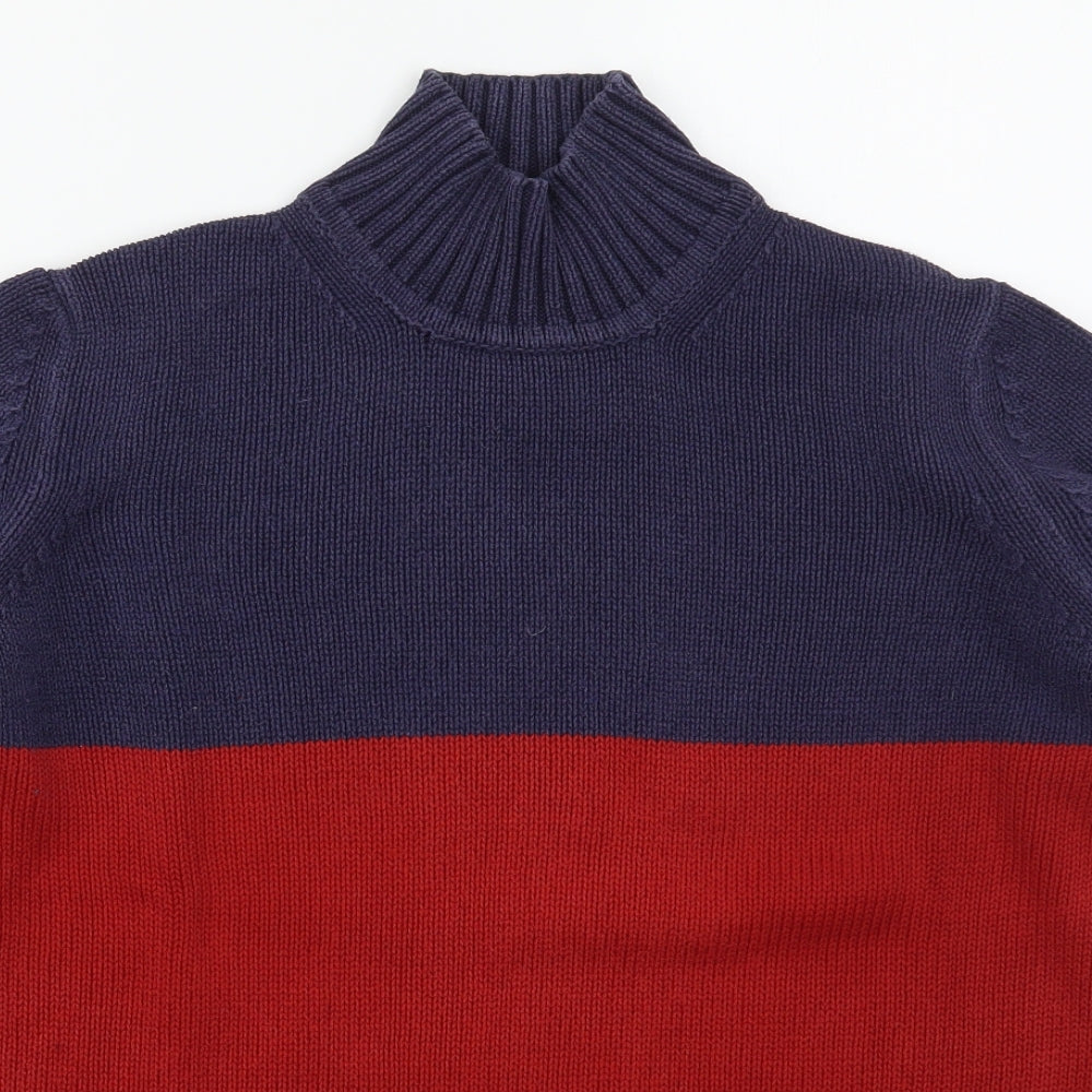 Marks and Spencer Womens Red High Neck  Cotton Pullover Jumper Size 14   - Blue