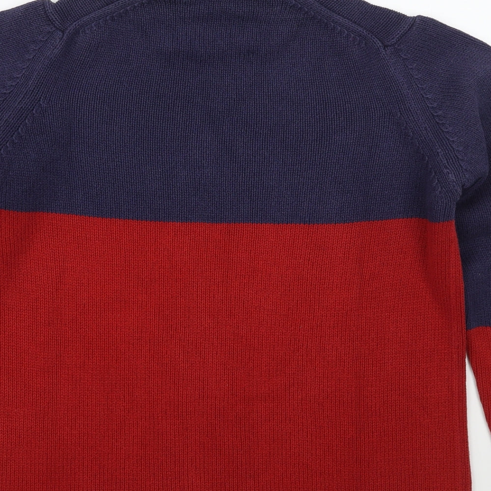 Marks and Spencer Womens Red High Neck  Cotton Pullover Jumper Size 14   - Blue