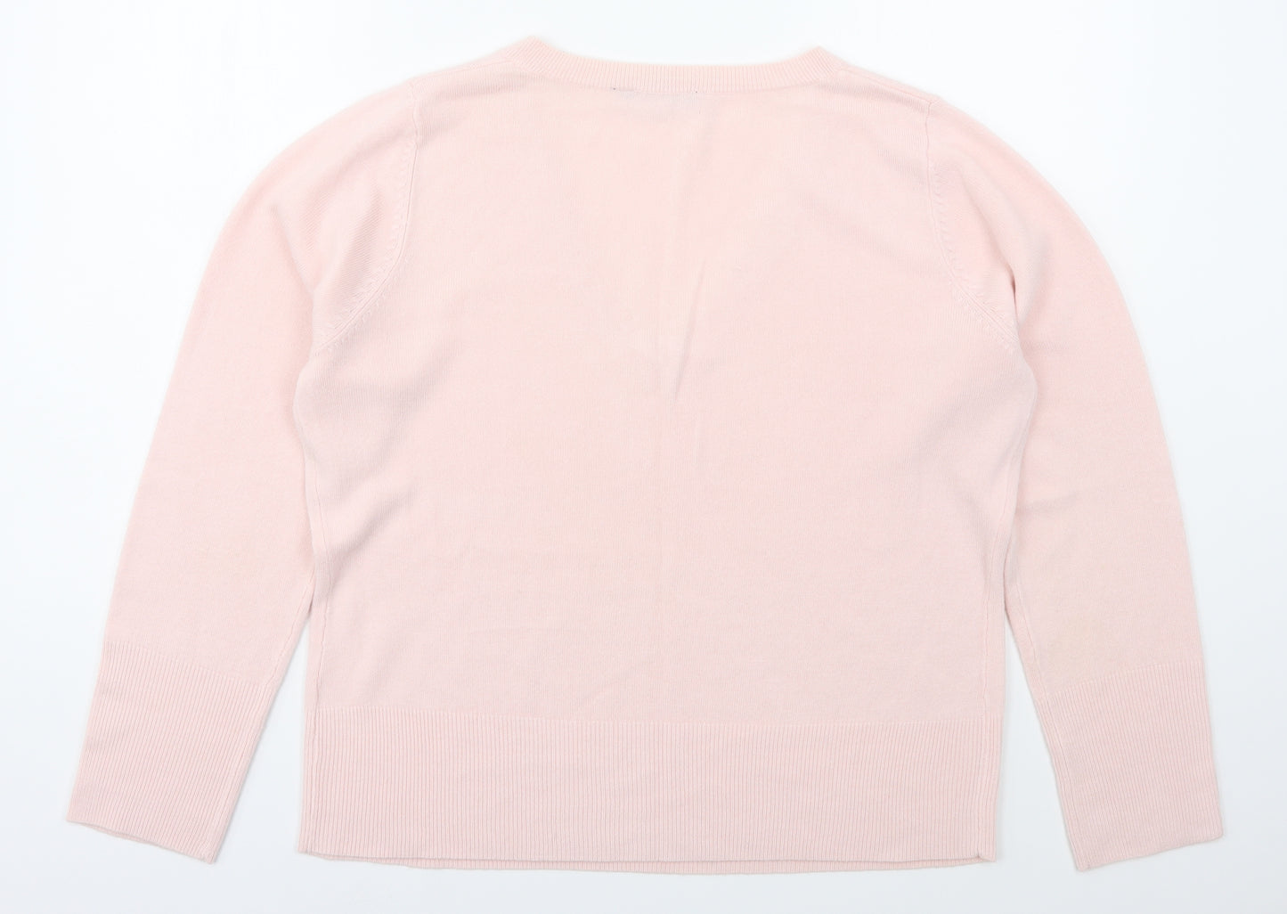 Dorothy Perkins Womens Pink V-Neck  Acrylic Pullover Jumper Size L