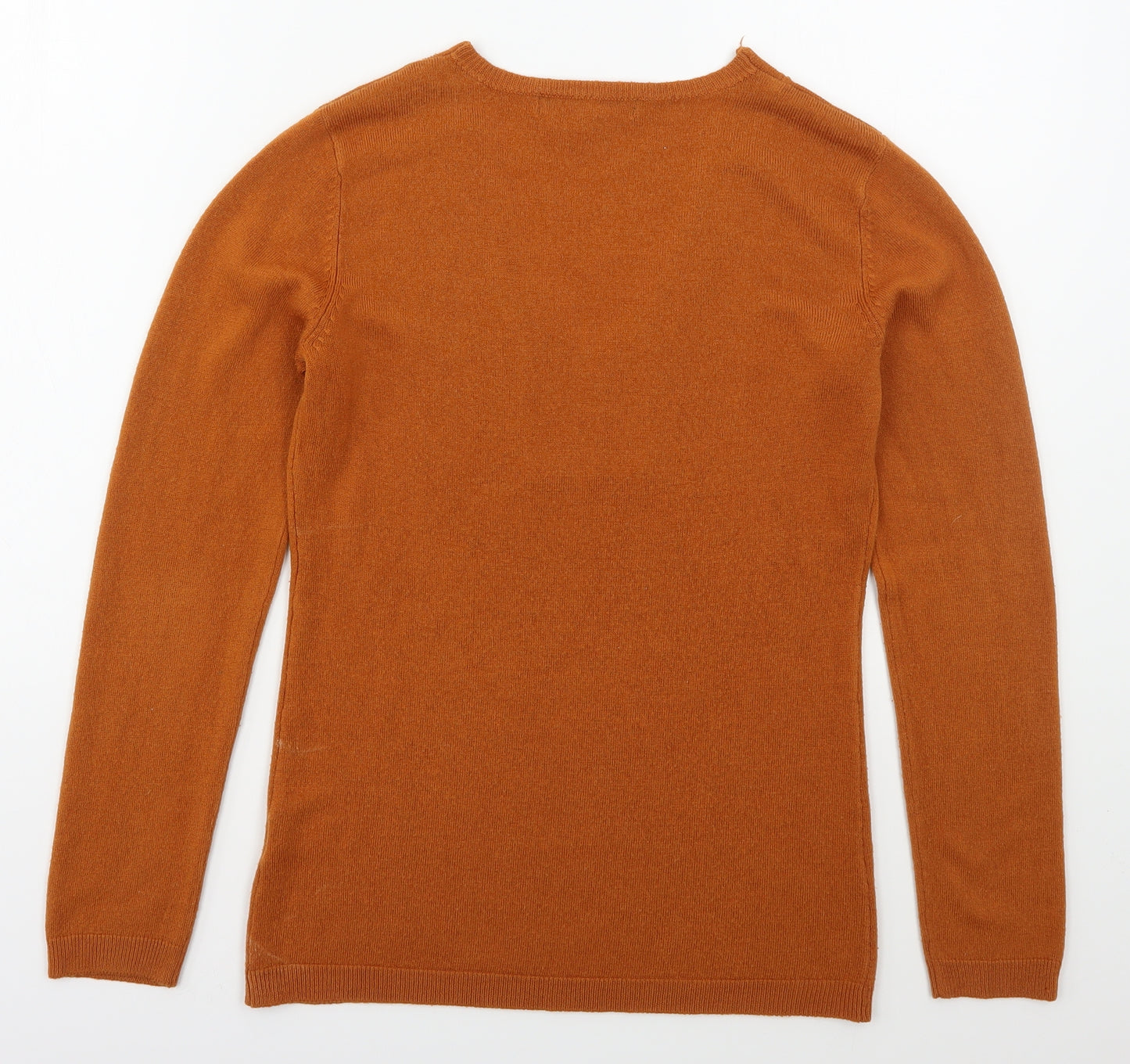 Jessica Womens Orange V-Neck  Acrylic Pullover Jumper Size S