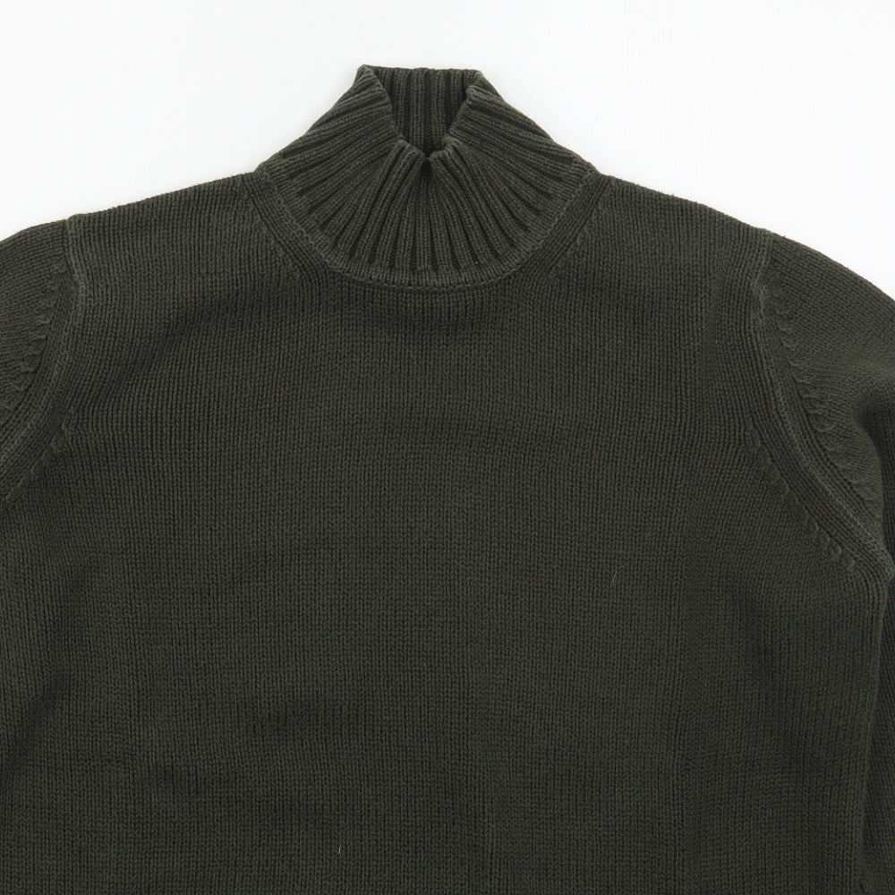 Marks and Spencer Womens Green Mock Neck  Cotton Pullover Jumper Size 14
