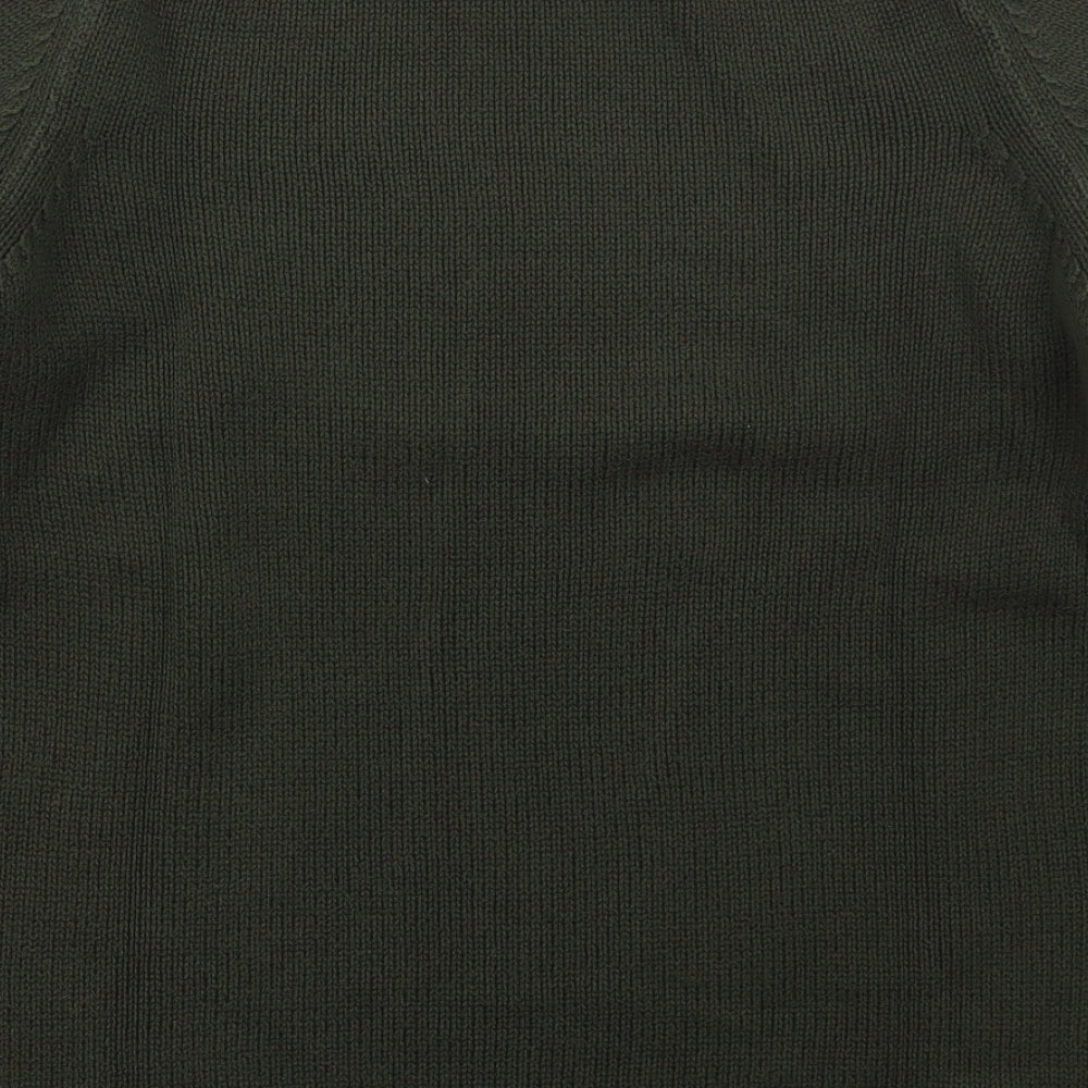 Marks and Spencer Womens Green Mock Neck  Cotton Pullover Jumper Size 14