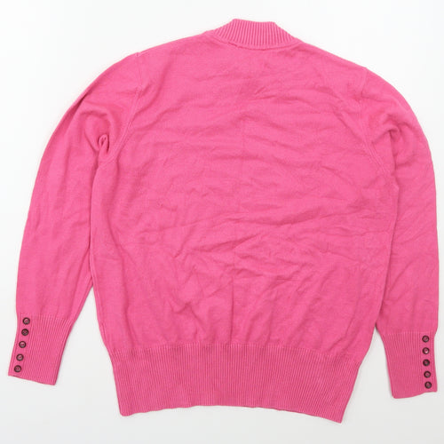 Rabe Womens Pink Mock Neck  Modal Pullover Jumper Size 14