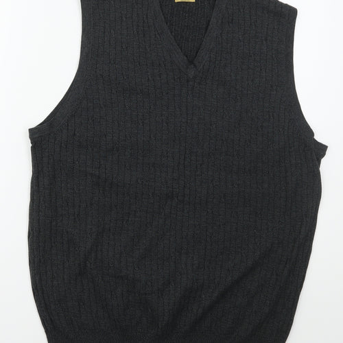 BHS Mens Grey V-Neck  Cotton Vest Jumper Size M