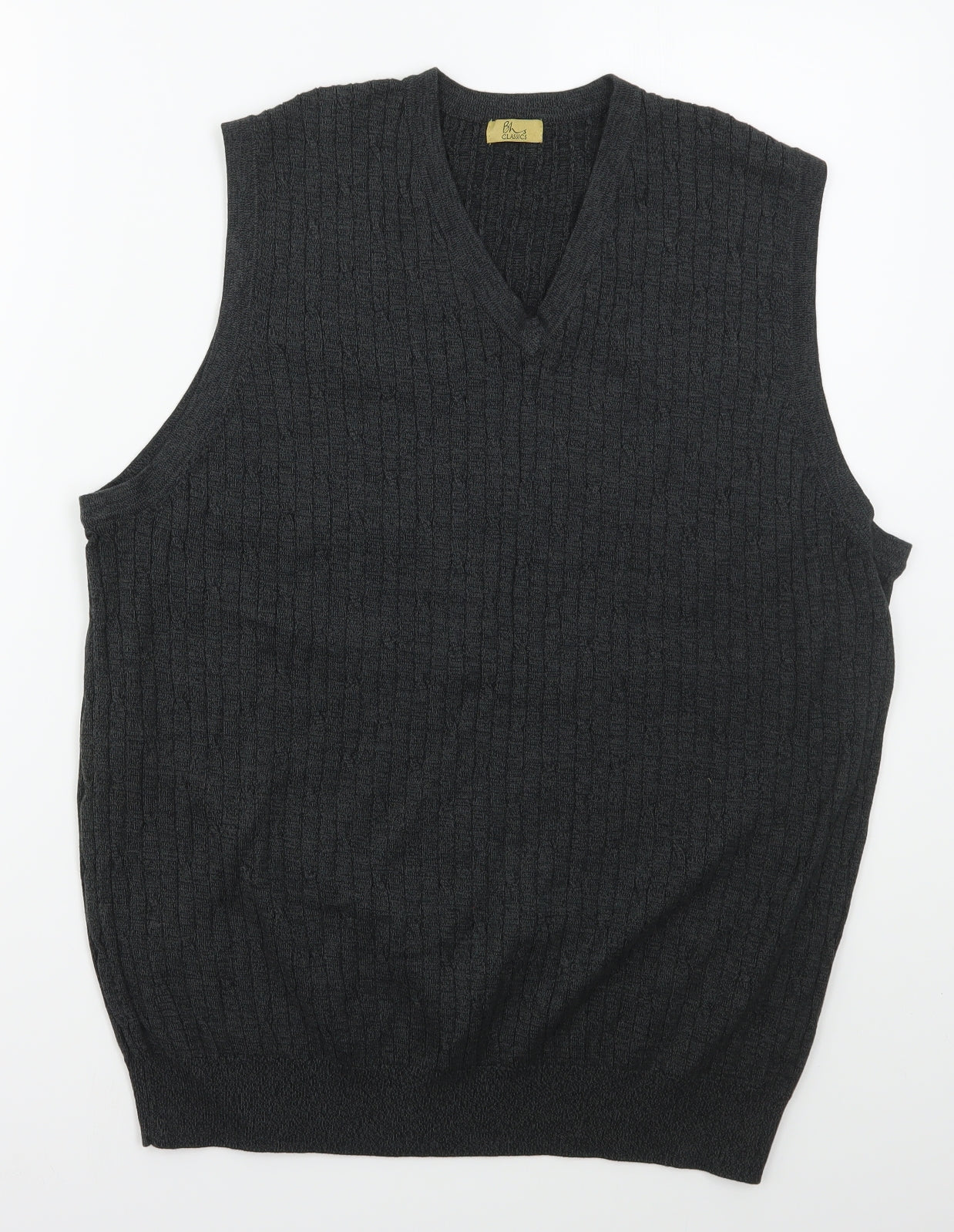 BHS Mens Grey V-Neck  Cotton Vest Jumper Size M