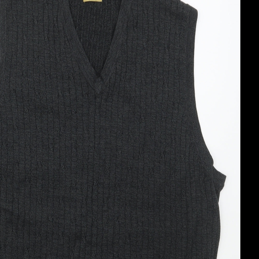 BHS Mens Grey V-Neck  Cotton Vest Jumper Size M
