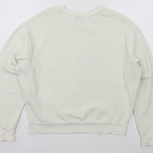 Topshop Womens White  Cotton Pullover Sweatshirt Size 8  Pullover - Jadore Paris