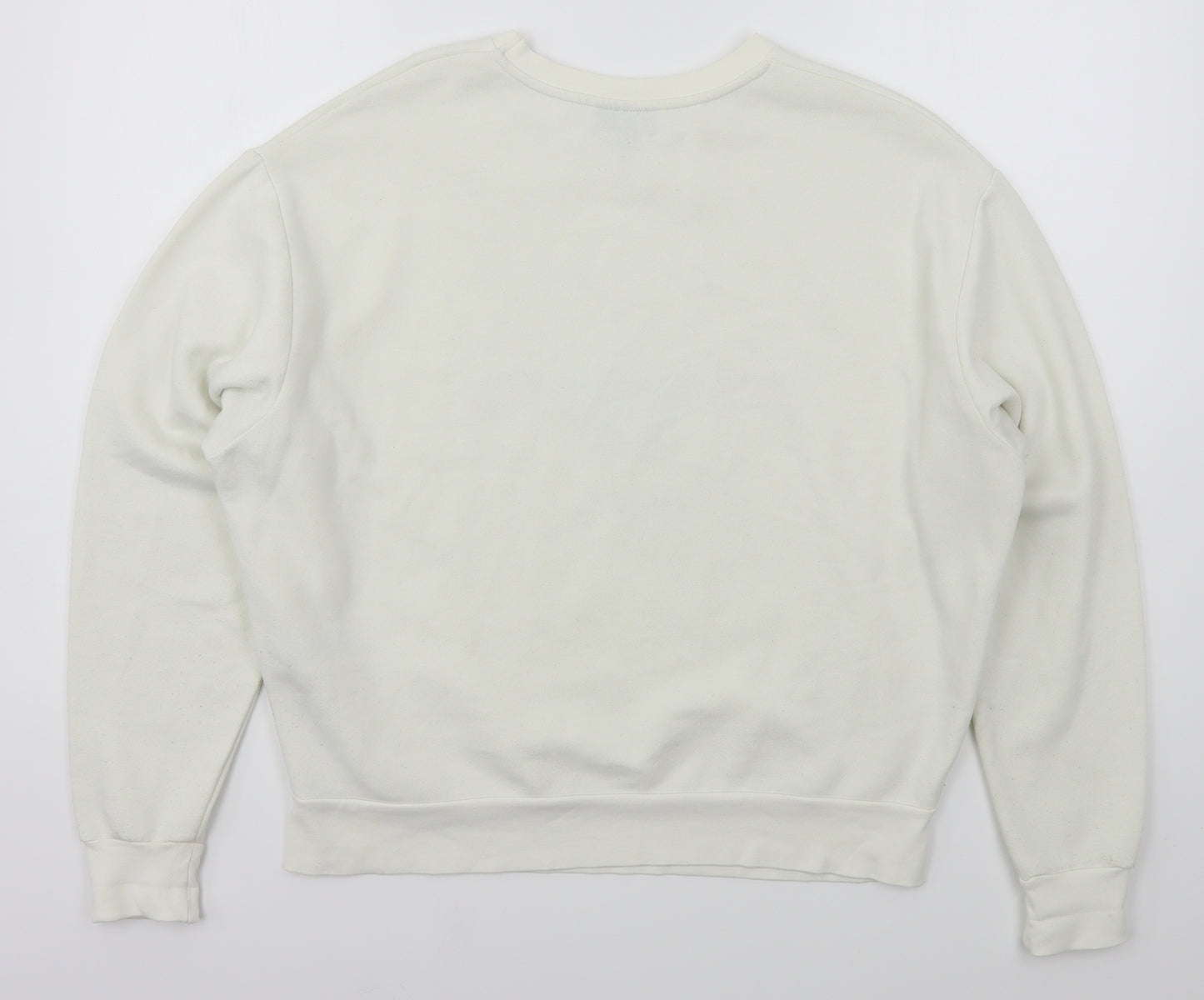 Topshop Womens White  Cotton Pullover Sweatshirt Size 8  Pullover - Jadore Paris