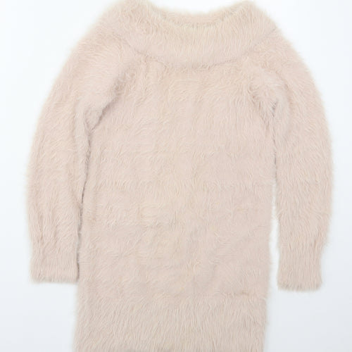Papaya Womens Pink Boat Neck  Nylon Pullover Jumper Size S
