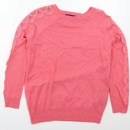 Marks and Spencer Womens Pink Crew Neck  Polyester Pullover Jumper Size 12