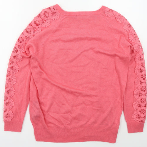 Marks and Spencer Womens Pink Crew Neck  Polyester Pullover Jumper Size 12