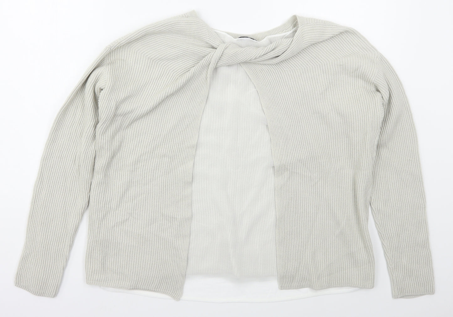 Sonder Studio Womens Grey Boat Neck  Acrylic Pullover Jumper Size 12