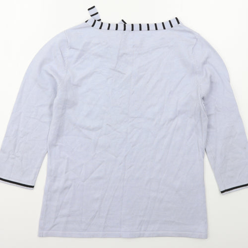 M&Co Womens Blue Boat Neck  Viscose Pullover Jumper Size 14