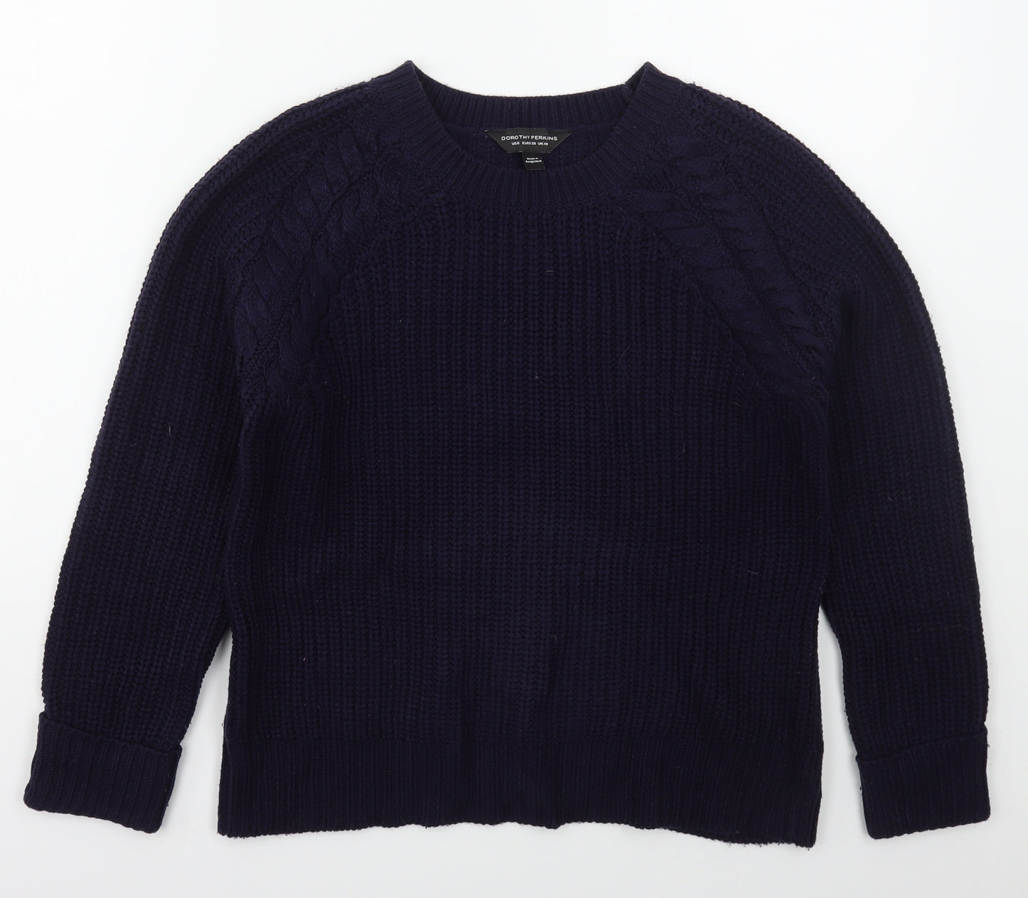 Dorothy Perkins Womens Blue Crew Neck  Acrylic Pullover Jumper Size 10