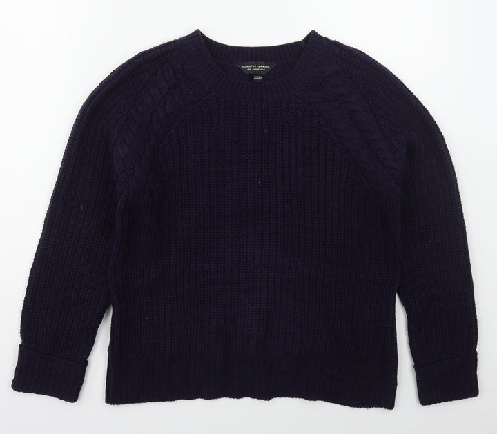 Dorothy Perkins Womens Blue Crew Neck  Acrylic Pullover Jumper Size 10