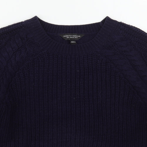 Dorothy Perkins Womens Blue Crew Neck  Acrylic Pullover Jumper Size 10