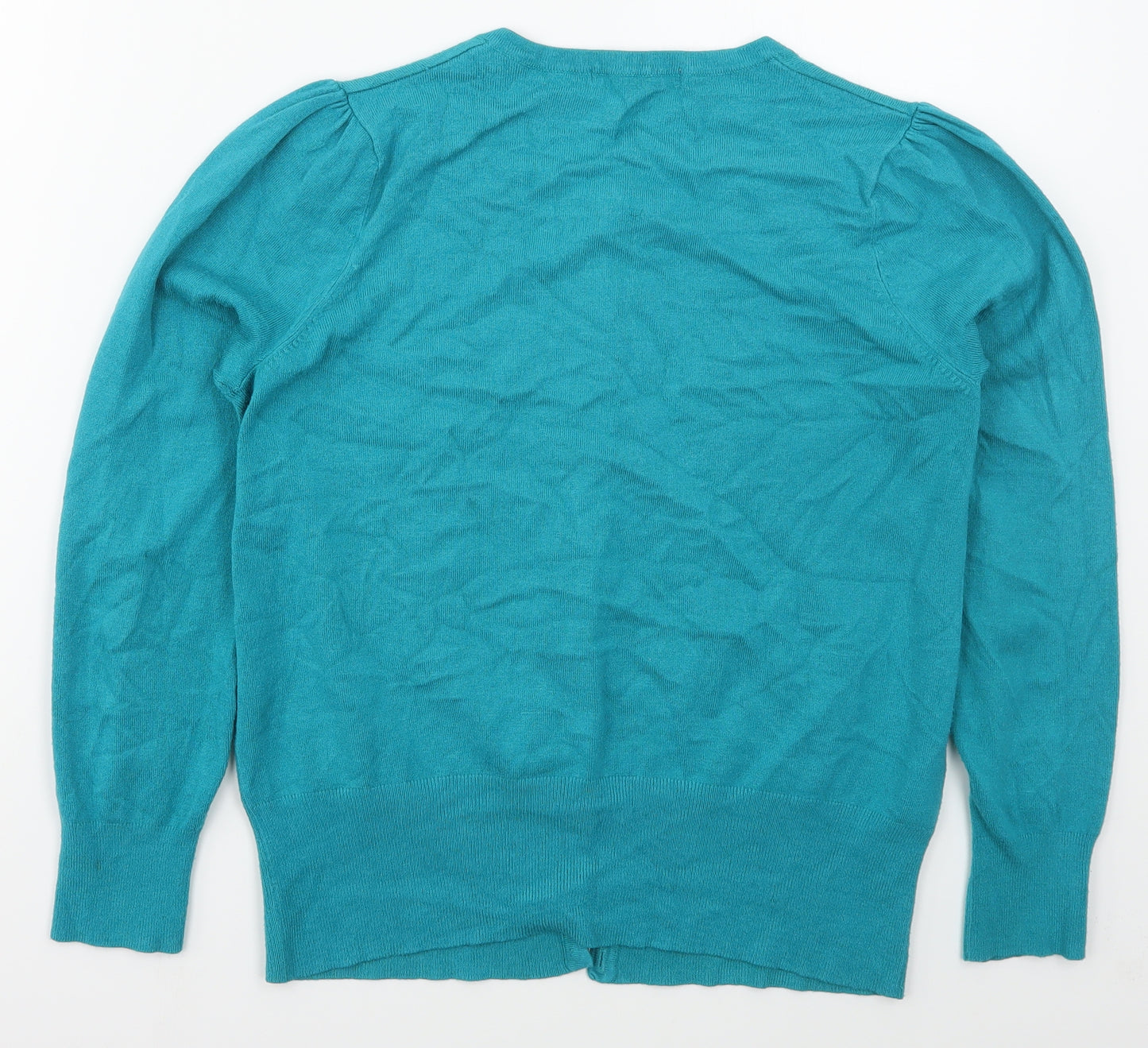 Marks and Spencer Womens Blue Crew Neck  Nylon Cardigan Jumper Size M
