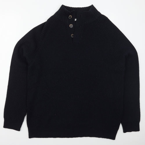 H & Lewis Mens Blue V-Neck  Acrylic Pullover Jumper Size 2XL
