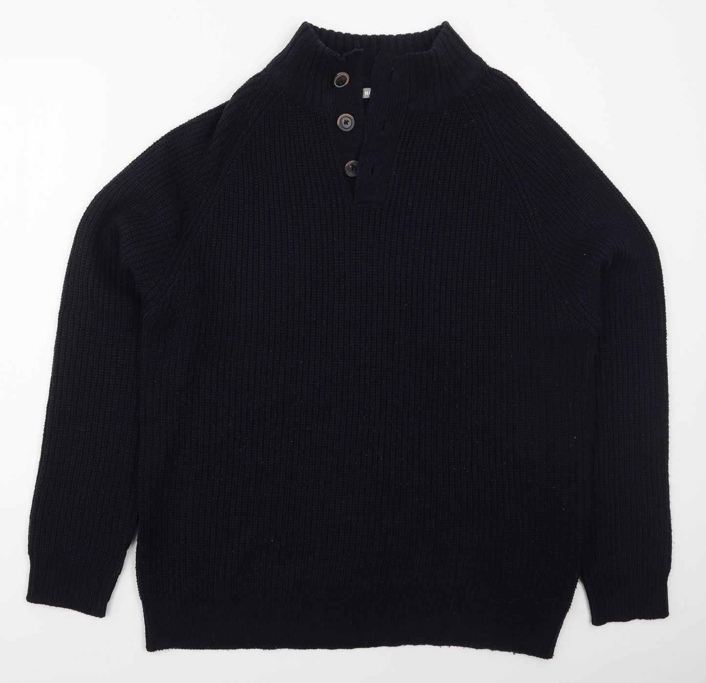 H & Lewis Mens Blue V-Neck  Acrylic Pullover Jumper Size 2XL